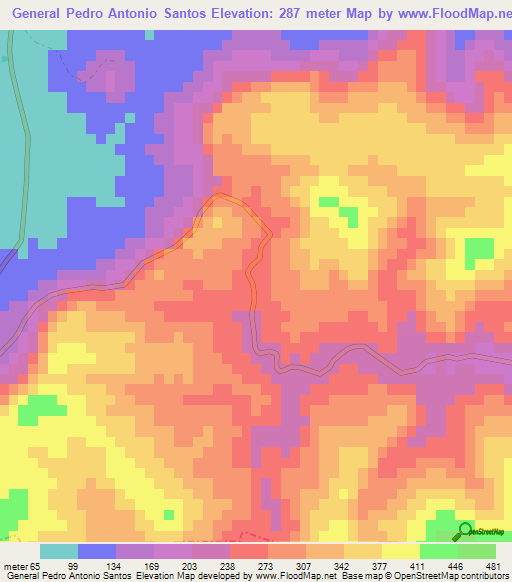 General Pedro Antonio Santos,Mexico Elevation Map