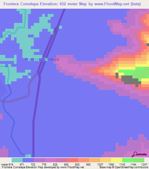 Frontera Comalapa,Mexico Elevation Map