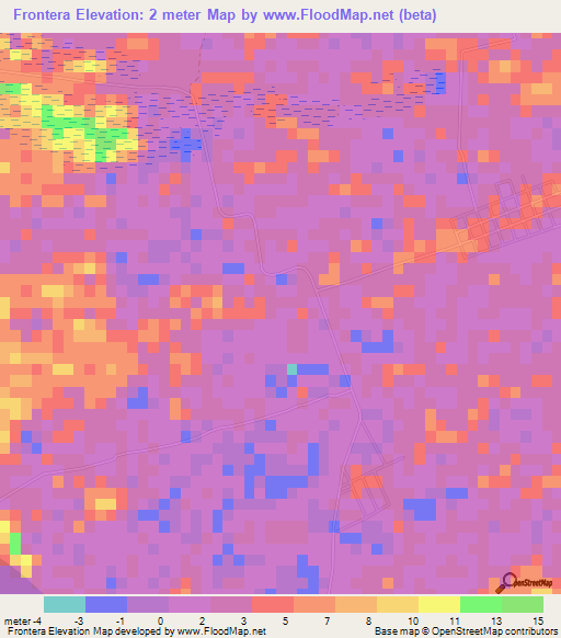 Frontera,Mexico Elevation Map