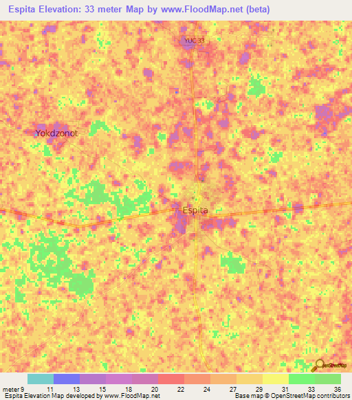 Espita,Mexico Elevation Map