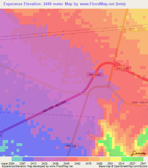 Esperanza,Mexico Elevation Map