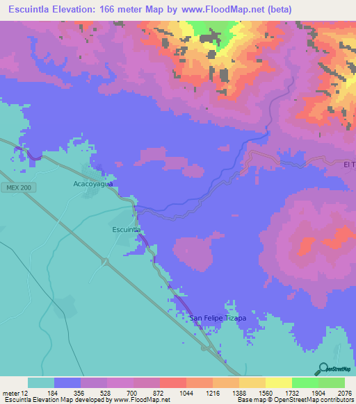 Escuintla,Mexico Elevation Map