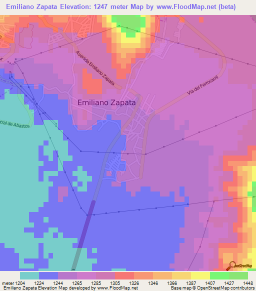 Emiliano Zapata,Mexico Elevation Map