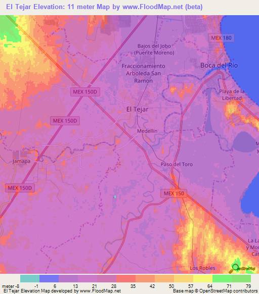 El Tejar,Mexico Elevation Map
