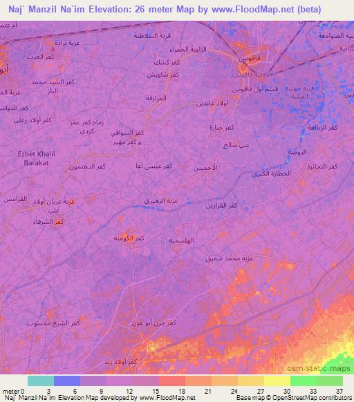 Naj` Manzil Na`im,Egypt Elevation Map