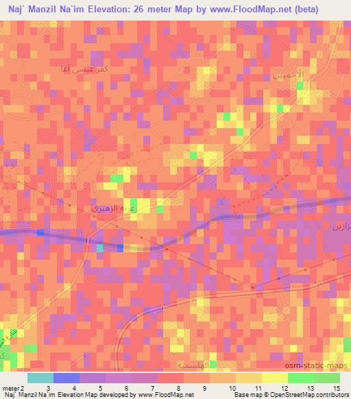 Naj` Manzil Na`im,Egypt Elevation Map