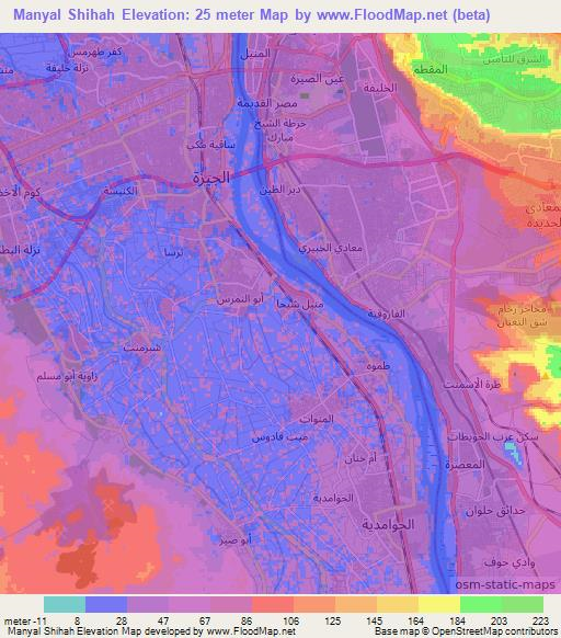 Manyal Shihah,Egypt Elevation Map