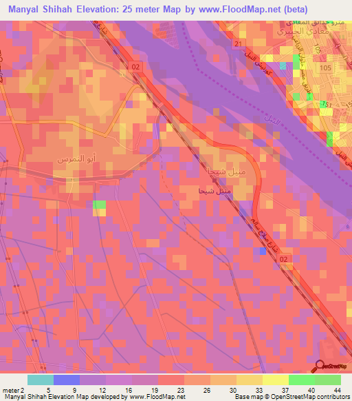 Manyal Shihah,Egypt Elevation Map