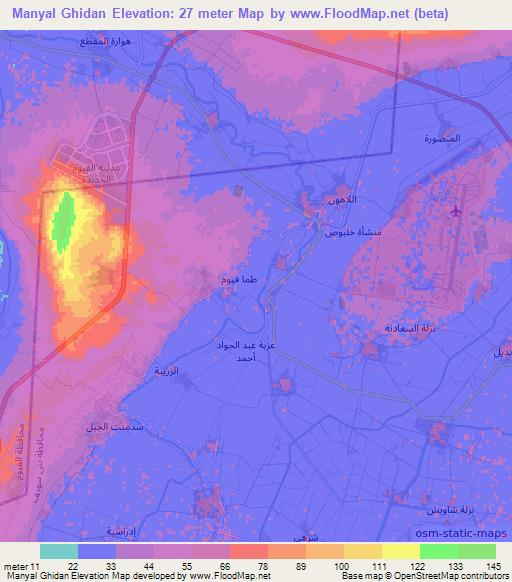 Manyal Ghidan,Egypt Elevation Map