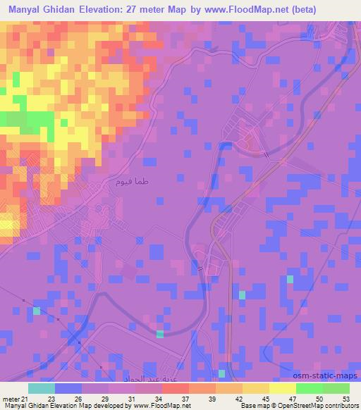 Manyal Ghidan,Egypt Elevation Map