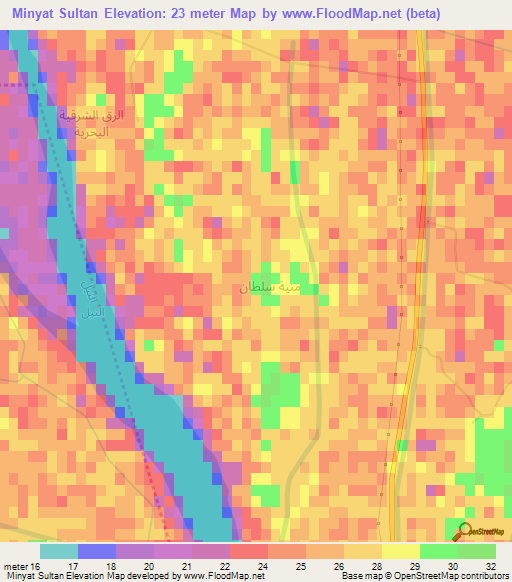 Minyat Sultan,Egypt Elevation Map