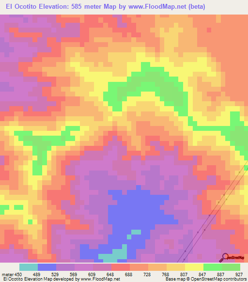 El Ocotito,Mexico Elevation Map