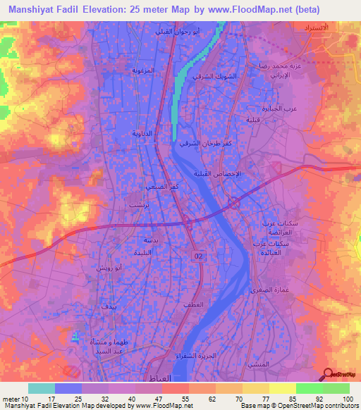 Manshiyat Fadil,Egypt Elevation Map