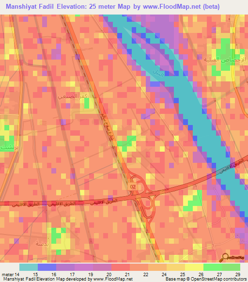 Manshiyat Fadil,Egypt Elevation Map