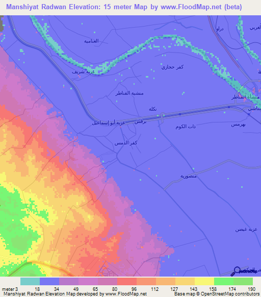 Manshiyat Radwan,Egypt Elevation Map