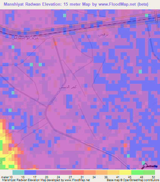 Manshiyat Radwan,Egypt Elevation Map