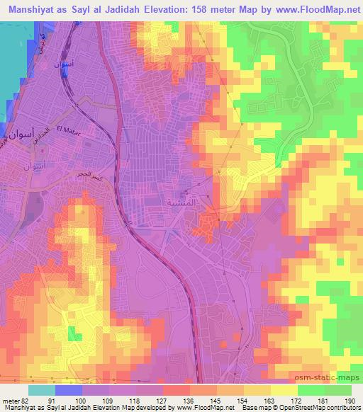 Manshiyat as Sayl al Jadidah,Egypt Elevation Map