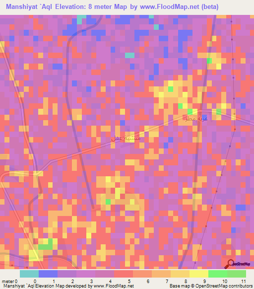 Manshiyat `Aql,Egypt Elevation Map