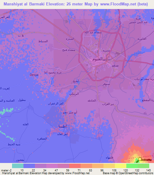 Manshiyat al Barmaki,Egypt Elevation Map