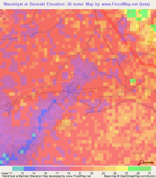 Manshiyat al Barmaki,Egypt Elevation Map