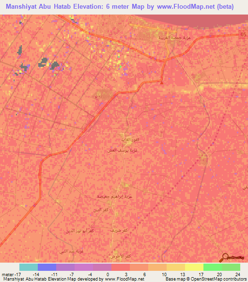 Manshiyat Abu Hatab,Egypt Elevation Map