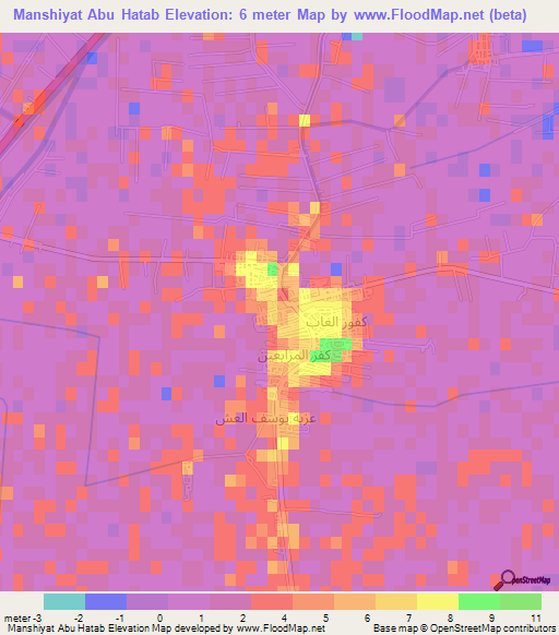 Manshiyat Abu Hatab,Egypt Elevation Map