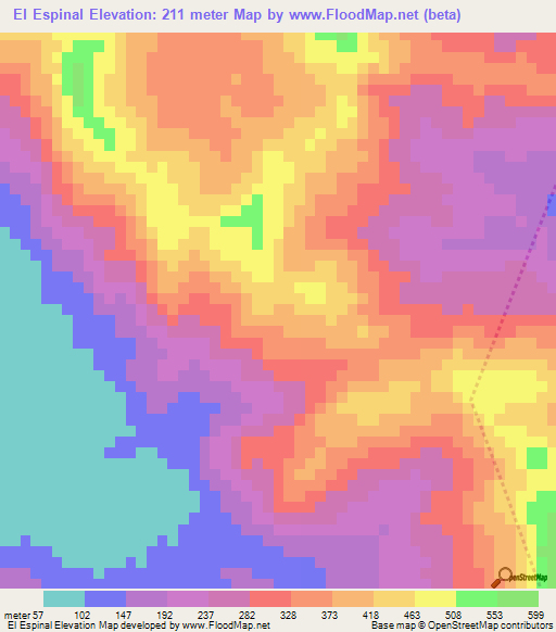 El Espinal,Mexico Elevation Map