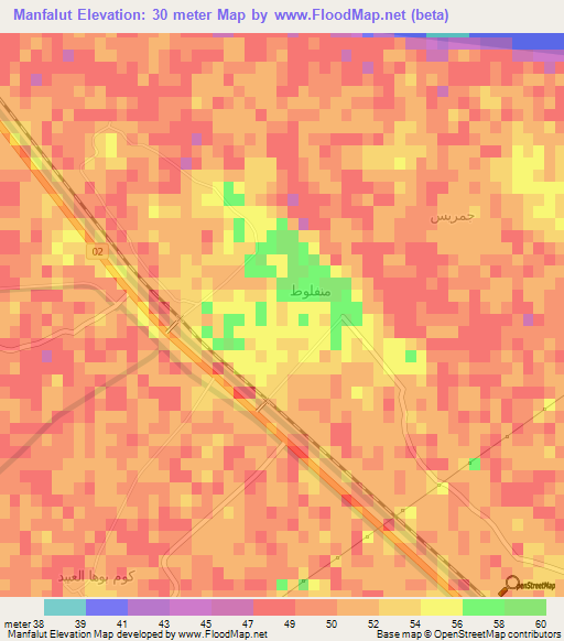 Manfalut,Egypt Elevation Map