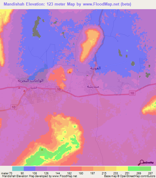 Mandishah,Egypt Elevation Map