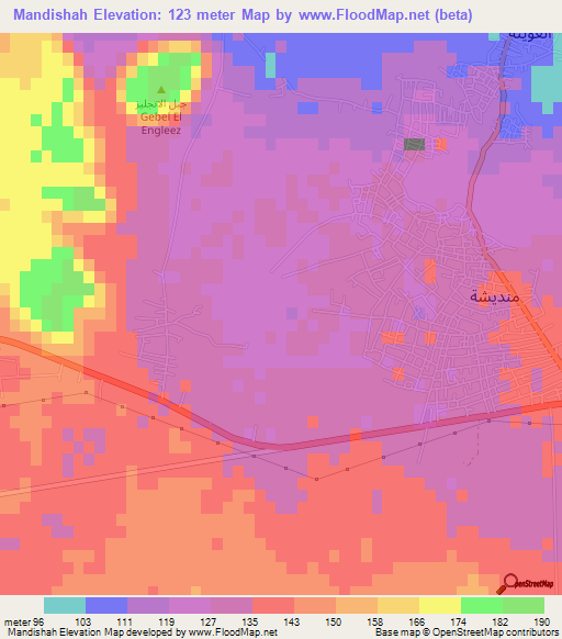 Mandishah,Egypt Elevation Map