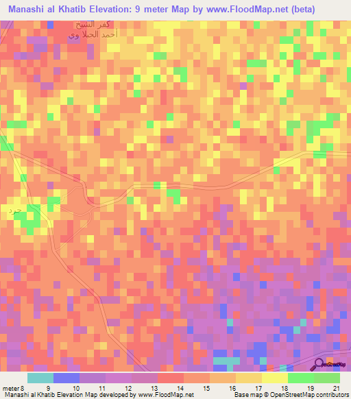 Manashi al Khatib,Egypt Elevation Map