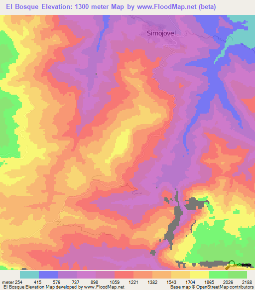 El Bosque,Mexico Elevation Map