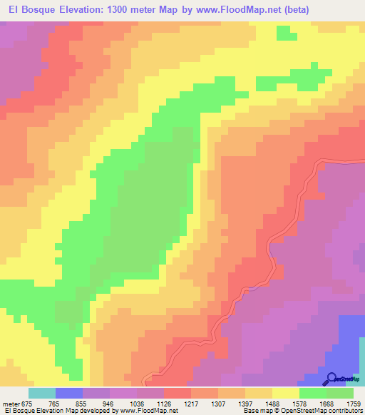 El Bosque,Mexico Elevation Map