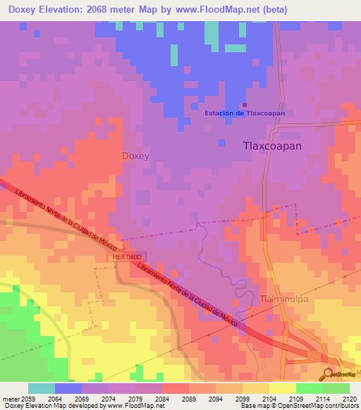 Doxey,Mexico Elevation Map