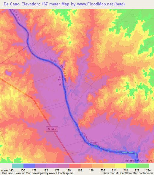 De Cano,Mexico Elevation Map