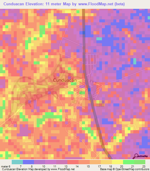 Cunduacan,Mexico Elevation Map