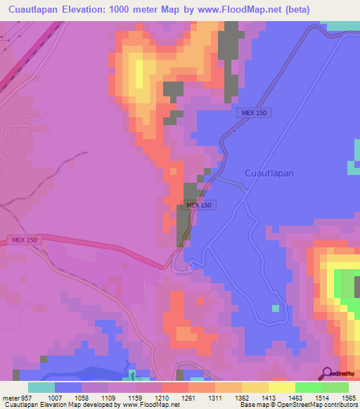 Cuautlapan,Mexico Elevation Map