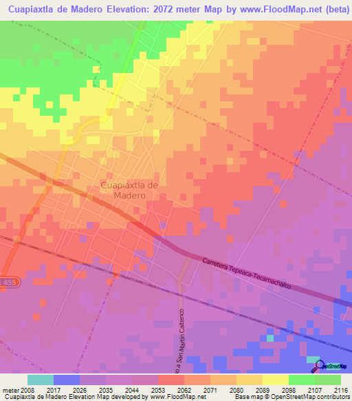 Cuapiaxtla de Madero,Mexico Elevation Map