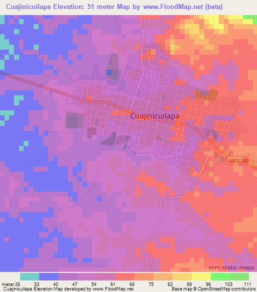 Cuajinicuilapa,Mexico Elevation Map