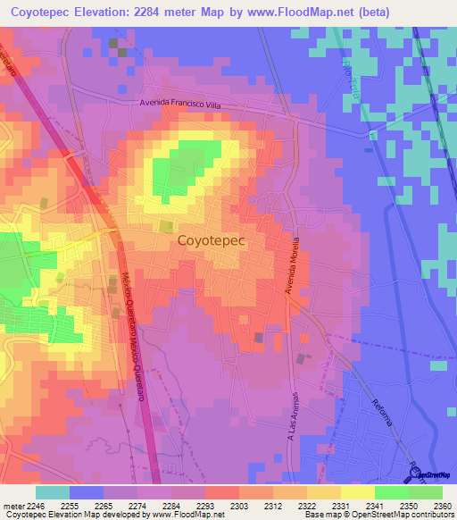 Coyotepec,Mexico Elevation Map