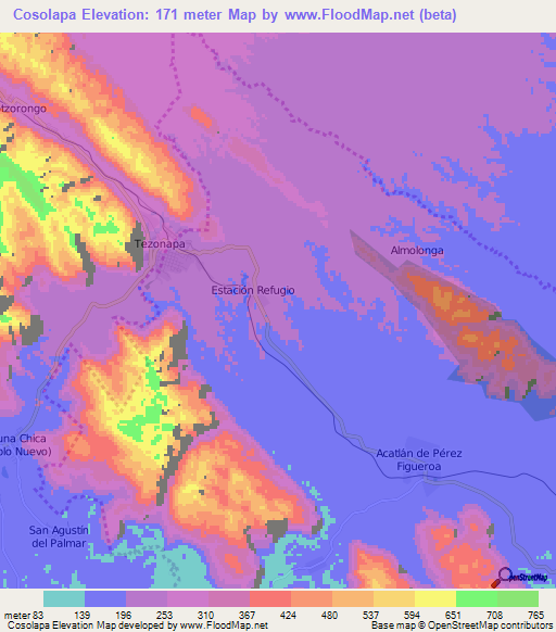 Cosolapa,Mexico Elevation Map