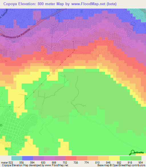 Copoya,Mexico Elevation Map