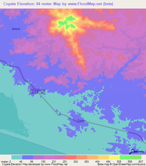 Copala,Mexico Elevation Map