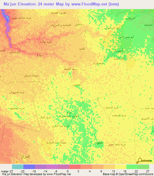 Ma`jun,Egypt Elevation Map