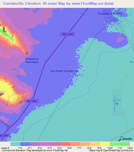 Comitancillo,Mexico Elevation Map