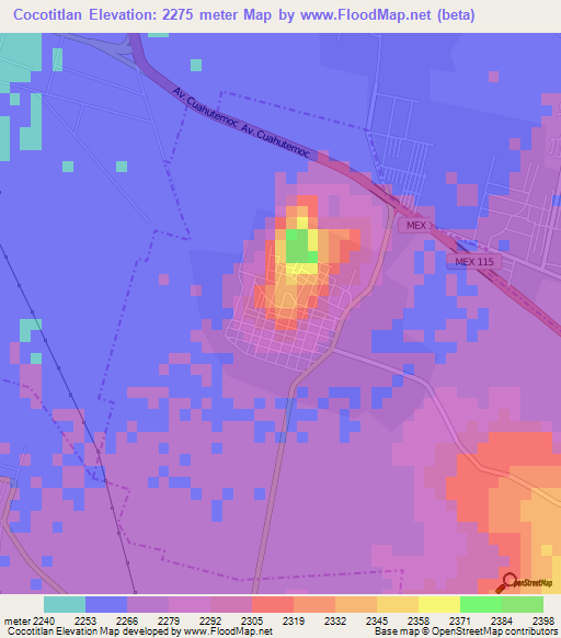 Cocotitlan,Mexico Elevation Map