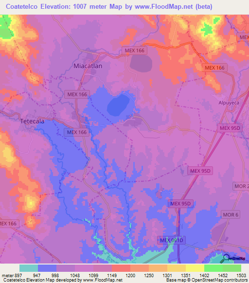 Coatetelco,Mexico Elevation Map