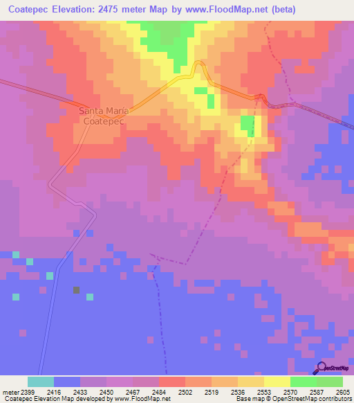 Coatepec,Mexico Elevation Map