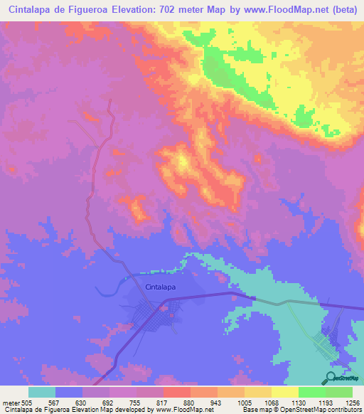 Cintalapa de Figueroa,Mexico Elevation Map