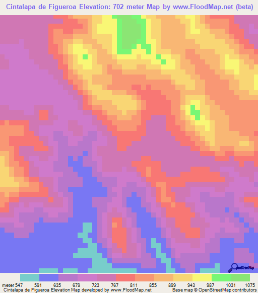 Cintalapa de Figueroa,Mexico Elevation Map